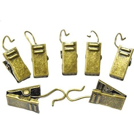 Lot de 20 Crochet à Pince Clips pour Rideaux Anneaux à Pince, Clips de Rideau, Clips de Rideau en Acier Inoxydable avec Crochets (bronze) (1/4)