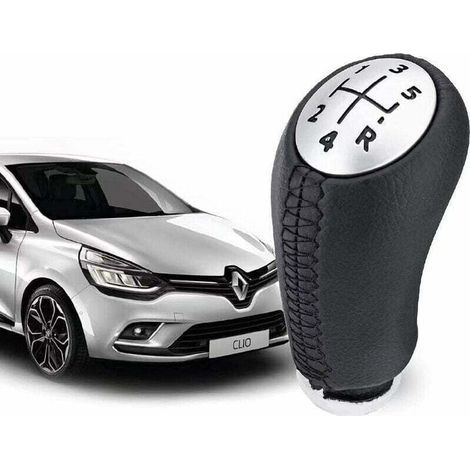 Pommeau de Vitesse Clio 3 – EN CUIR - Levier de Vitesse 5 Vitesses pour Laguna / Megane 2 / Clio 4 / Scenic / Kangoo