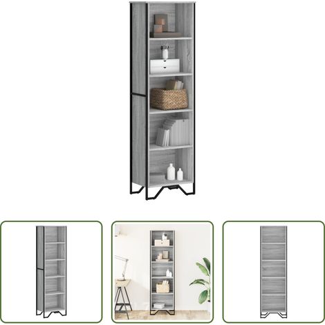 Bücherregal Metall -  Bücherregal Grau Sonoma 50x31x169 cm Holzwerkstoff (1/5)