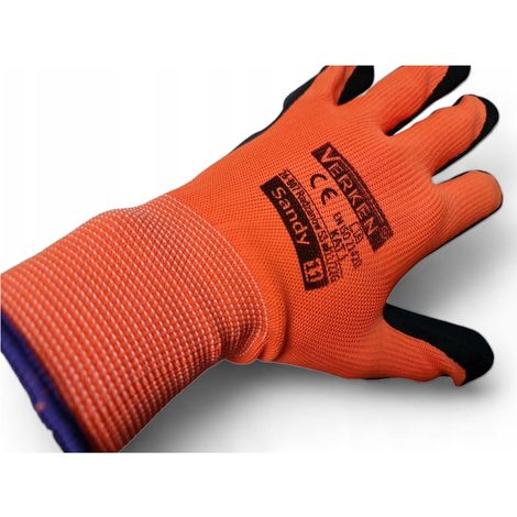 GUANTES DE PROTECCI脫N GRUESOS SANDY DE POLI脡STER RECUBIERTOS DE L脕TEX, TALLA XL (10)
