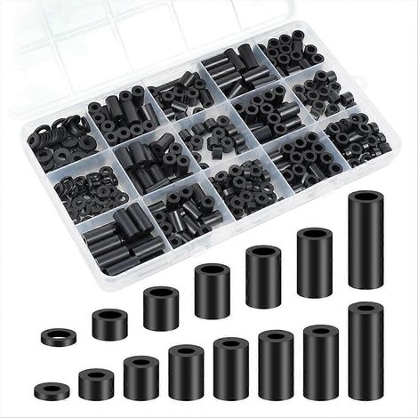 345 entretoises de vis pour prises électriques, entretoise ronde noire M3 (1/5)