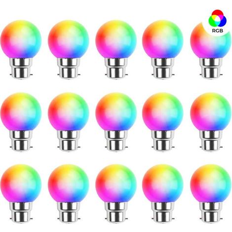 Lot de 15 ampoules Led RGB B22 Incassables - Guirlandes guinguette - Culot baïonnette (1/4)