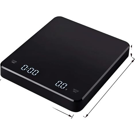 Elektronische Kaffeewaage, LED-Anzeige, Timerfunktion, schwarz, 3 kg 0,1 g (1/2)