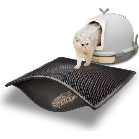 Tapis Anti-Litière - Design À Double Couche En Nid D'Abeille - Imperméable Et Antidérapant - Pour Bac À Litière Fermé Ou Automatique - 1 Pièce