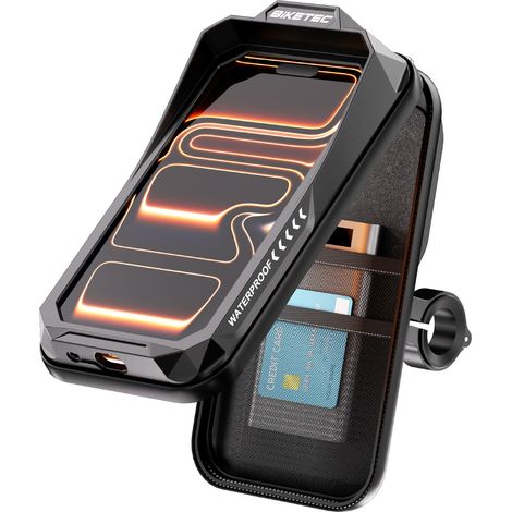 CUSTODIA IMPERMEABILE BIKETEC PRO CON SUPPORTO PER TELEFONO DA MONTARE SUL MANUBRIO O SUGLI SPECCHIETTI (1/2)