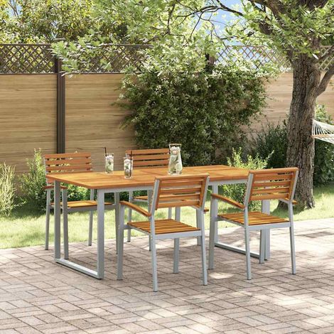 vidaXL Set da Pranzo per Giardino 5 pz Grigio Legno di Acacia Massello (1/5)