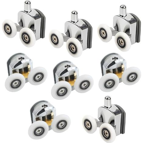 WeddHuis 8 pièces 23mm Roulettes pour porte de douche, Roulette Porte Coulissante Douche, Roulettes pour Porte Coulissante, Pour porte coulissante, En verre, 4 en haut et 4 en bas (1/5)