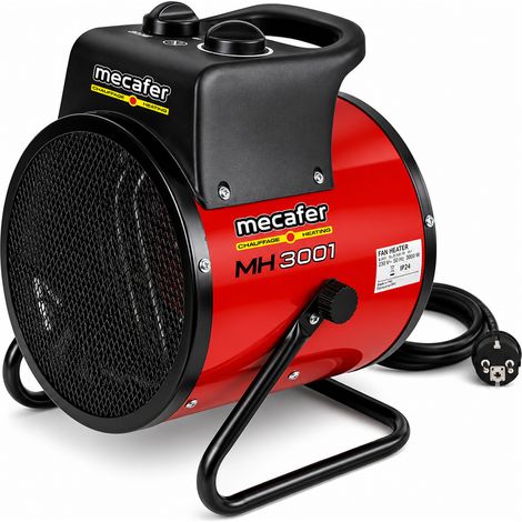 MECAFER Chauffage de Chantier Electrique 440031 Puissance 3000W en Inox Debit de 276 m3 par h Surface de 30 m2 Thermostat IP24 55 dB Garantie 2 ans (1/5)