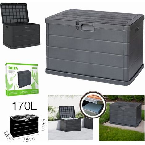 Ipae Progarden – Coffre de jardin multiusage 76x55x52 cm – Résistant aux intempéries – Montage rapide sans outils – Couleur anthracite