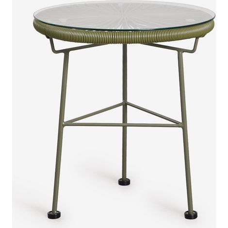Tavolino da giardino rotondo Ø45 cm in acciaio e vimini sintetico Acapulco SKLUM (1/5)