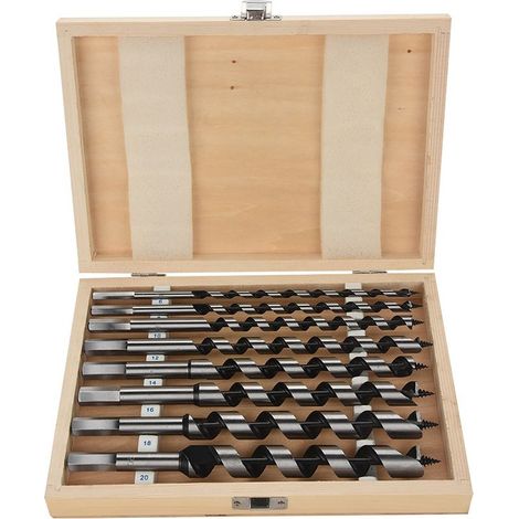 Foret, 8pcs Hexagonal Foret à Mèche à bois, Foret de Tarière à Tige Hexagonale en Acier au Carbone D'outils avec Caisse en Bois 6-20mm électriques et une vrille (1/5)