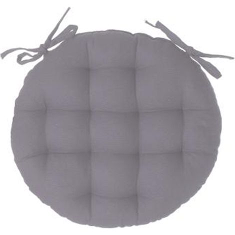 Pegane – Lot de 4 galettes de chaise en coton gris – Diamètre 38 cm – Attaches par nouettes – Confort optimal pour salon et cuisine (1/2)