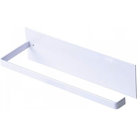 Porte Essuie-Tout, Porte-Papier Cuisine Mural, Supports pour Papier Essuie Tout sans Perçage, Porte-Rouleau Cuisine en Métal, Dérouleur Sopalin Auto-Adhésif Cuisine, 25cm - Blanc (1/5)