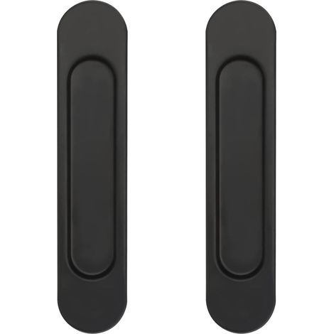 Poignée De Porte Coulissante - Aluminium Mat Noir - Design Oval - Pour Cuisine Et Placard - Lot De 2 (1/5)