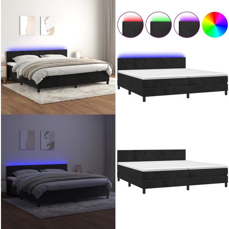 Boxspringbett mit Matratze & LED Schwarz 200x200 cm Samt - Boxspringbett - Doppelbett - Samtbett - Luxusbett - Schlafzimmermöbel - Home & Living