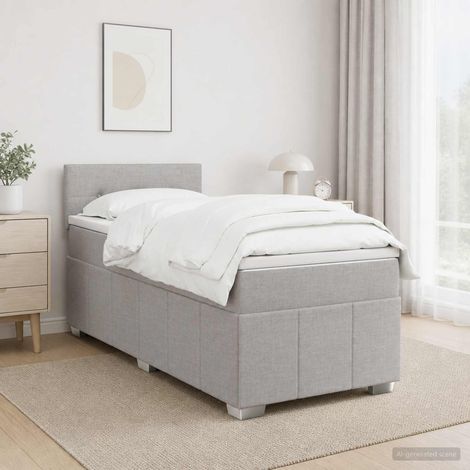 Lit boxspring avec matelas Gris clair 90 x 200 cm Tissu (1/5)