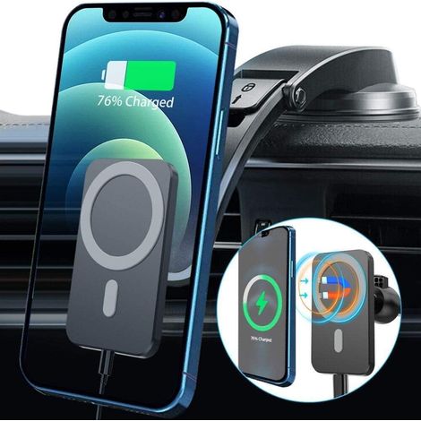 Magnetic Car Induction Charger, 15W Mag-Safe Induction Car Phone Holder, Fast Wireless Car Charger Compatible with Magsafe Car for 16/15/14/13/12 Pro Max Mini Plus (1/5)