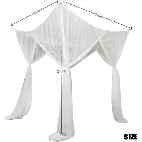 1 moustiquaire de lit, baldaquin 4 ouvertures, blanc, 190 x 210 x 240 cm, polyester, pour lits simples et doubles (1/5)
