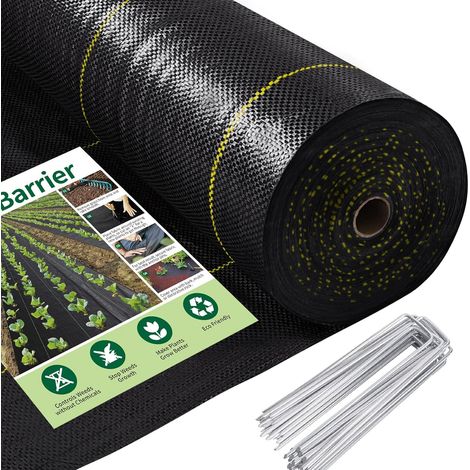 Toile de Paillage 2x5m Geotextile 165g/m², Bâche Anti Mauvaises Herbes en PP Tissé Ultra Résistant, Perméable à l'eau, Anti-UV, pour Aménagement Paysager et sous Gravier (1/5)