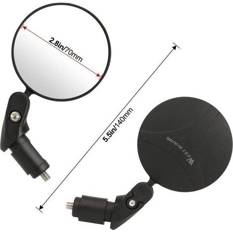 Fahrradspiegel am Lenkerende, HD-Weitwinkel-Fahrradrückspiegel, um 360 Grad drehbarer konvexer Lenkerspiegel (1/3)