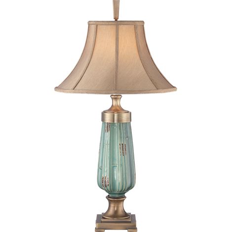 Elstead Monteverde - Lampada da tavolo 1 luce Ceramica, Verde, Ottone invecchiato, E27 (1/4)