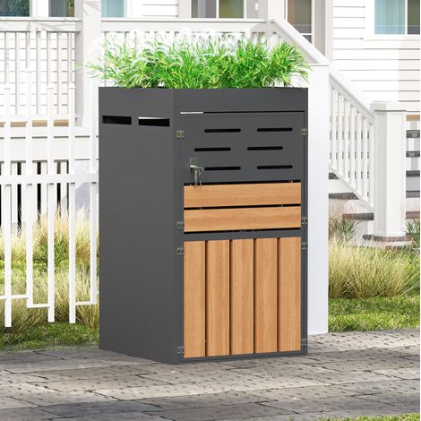 Armario de exterior con jardinera, acero galvanizado, gris HAVRYA (1/5)