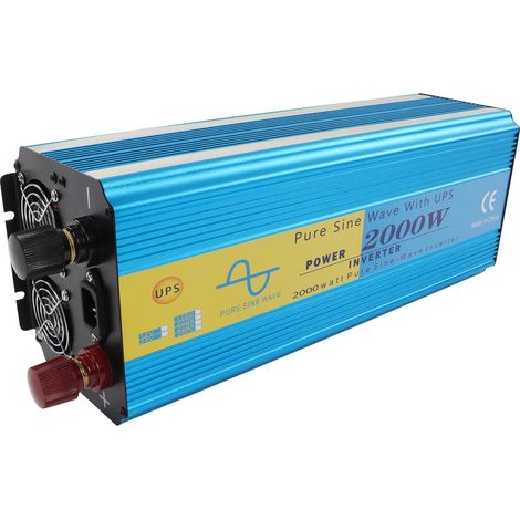 Reiner Sinus-Wechselrichter, 2000 W Spitzenleistung, 4000 W, 5 V, 2,1 A, USB-Anschluss, 24 V DC auf 230 V AC, für Auto, Wohnmobil, LKW, Boot, Solaranlage, EU-Stecker (1/5)