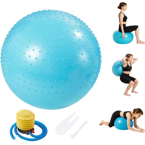 JF HOME BLISS 65CM Exercise Ball Yoga Pilates & Balance - Anti Slip with Quick Foot Pump (Blue) (1/5)