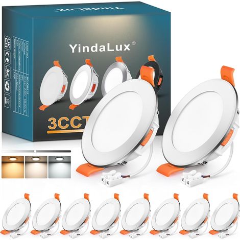Spot LED Encastrable 68mm 5W 550LM Spots de plafond IP44 Spot salle de bain, Blanc Chaud 3000K Blanc Neutre 4000K Blanc Froid 6000K Réglable, Trou Φ65-75mm, AC220-240V, Lot de 6, Noir