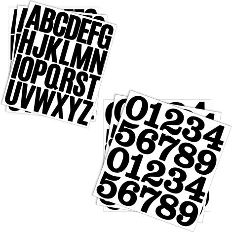 Lot de 138 lettres et chiffres autocollants en vinyle imperméable pour boîte aux lettres et chiffres de 5,1 cm, autocollants noirs pour boîte aux lettres, panneaux et voitures (1/5)