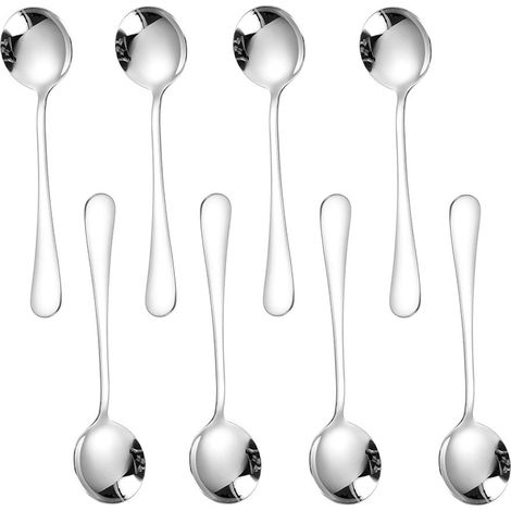 Ensemble de 8 cuillères à thé en acier inoxydable, idéales pour le café latte et l'espresso.
