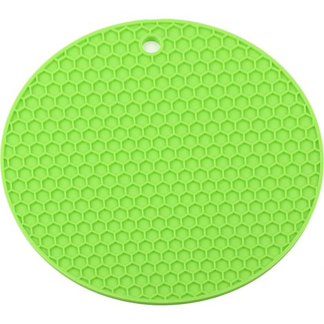 Set de table rond en silicone de qualité alimentaire, résistant à la chaleur, antidérapant, pour casseroles et poêles (vert)