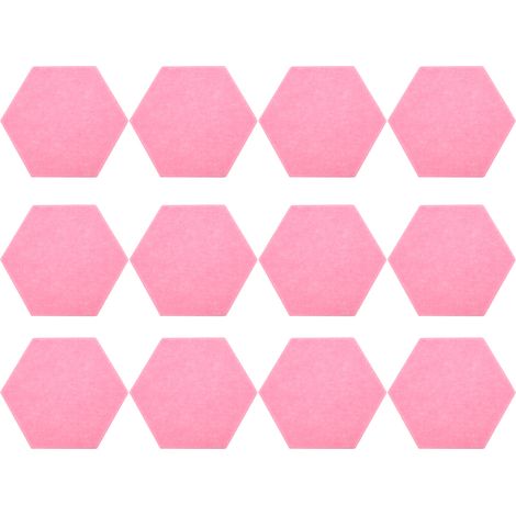 12 Panneaux Acoustiques Hexagonaux Auto-Adhésifs en Mousse, Isolation Phonique Murale, Coins en Coin, Rose (1/5)