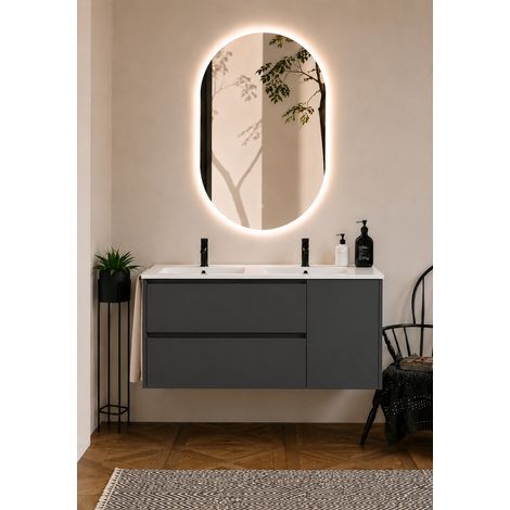 Mueble de baño con lavabo ORIGENBATH ITACA sin espejo 120x45 cm 2 senos grafito (1/5)