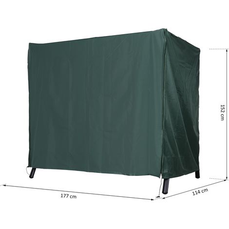 Housse de protection Outsunny Hollywood pour balancelle 3 places, imperméable et résistante à l'hiver, en bâche anti-UV et tissu Oxford 420D indéchirable, 177 x 114 x 152 cm, vert foncé (1/5)