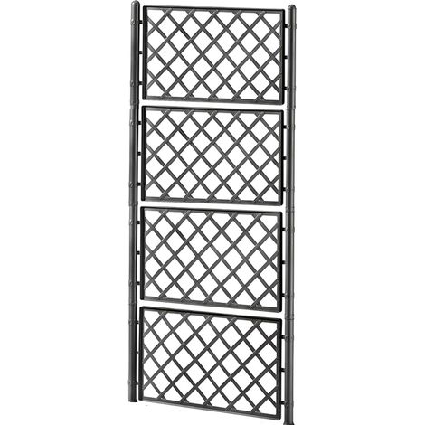 Spalliera per Piante Rampicanti Grigliato in Plastica ALTA CM 208 X 100 ANTRACITE Modulare con Giunti e Tappi Supporto separe' Traliccio rete Divisorio Grigliato per Giardino e Balcone Made in Italy