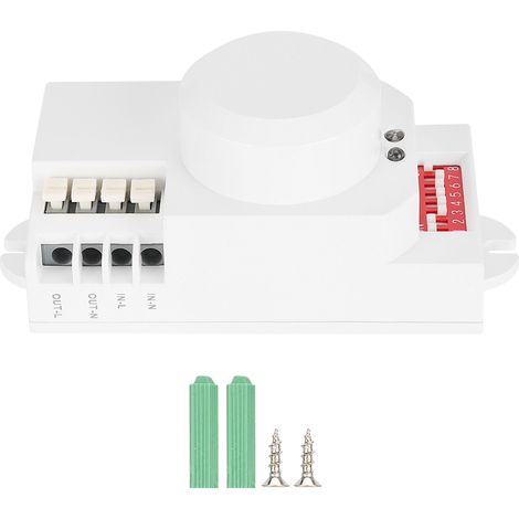 Détecteur de mouvement intérieur à radar micro-ondes 5,8 GHz Smart, avec réglage par cadran et commutateur de luminosité à dip-switch. (1/5)