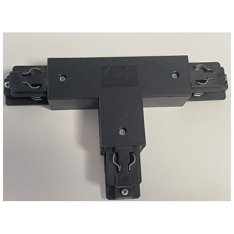 Jonction en T noir 120x80mm pour rail monophasé 3 allumages 230V/440V 16A alim gauche TRAJECTOIRE 231210