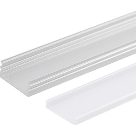 Greenice – Profil aluminium pour bande LED double – Diffuseur laiteux 2M – Clips de maintien inclus – Éclairage décoratif intérieur (1/4)