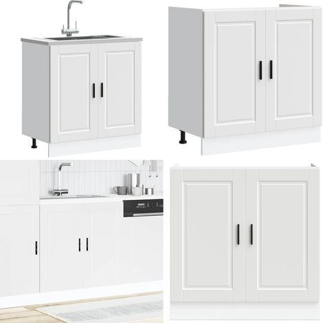Mueble bajo fregadero Porto blanco 80x46x81,5cm madera diseñada - Almacenamiento cocina - Madera de ingeniería