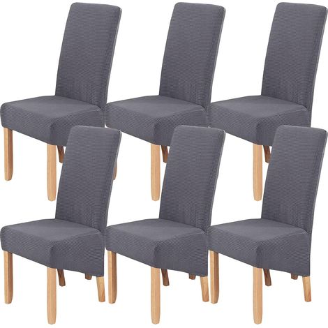 Set of 6 stretchable, removable and washable dining chair covers - For home, hotel, banquet (silver grey) (1/5)