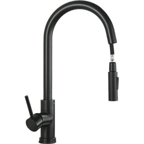 Robinet de Cuisine Douchette, Mitigeur Évier Cuisine Extractible Rotatif à 360°, Mélangeur Cuisine Chaud et Froid avec 2 Modes Pulvérisation (1/5)