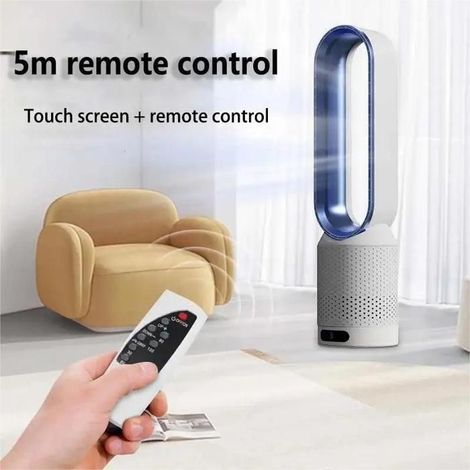 Ventilateur tour - PRUMYA- Ventilateur Colonne,Ventilateur sans pales sur Pied, 58CM 8H minuterie - Ventilateur sans feuilles