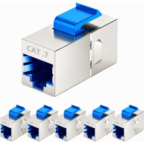 6PCS Modules Cat7 10 Gbps RJ45 Blindés, Coupleur Ethernet Femelle à Femelle, Connecteur Réseau pour Panneau de Brassage, Prise Murale et Extension de Câble RJ45 (1/5)