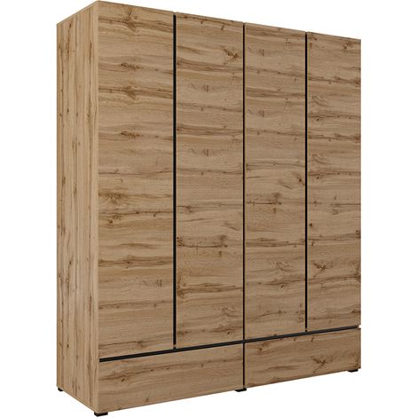 Armoire 4 portes 2 tiroirs Lilia Bois (1/5)