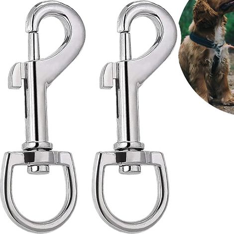 Mousqueton Tournant en Acier Inoxydable pour Grande Taille - Lot de 2 Crochets Sécurisés 360° avec D-Ring, pour Attaches de Laisse Chien, Sacs à Dos, Accessoires DIY (82mm) (1/3)