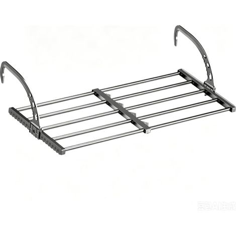 Drying Rack for Balcony, Radiator, Wall-Mounted, Telescopic Hanging Clothes Dryer, Indoor, Outdoor, Foldable, Length: 38-55 cm, Black (1/5)