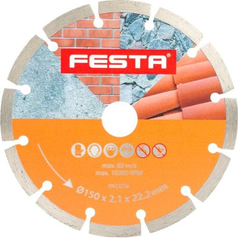 Disque diamant segmenté pour béton, brique, pierre 150x2,6x22.2mm - Usage professionnel