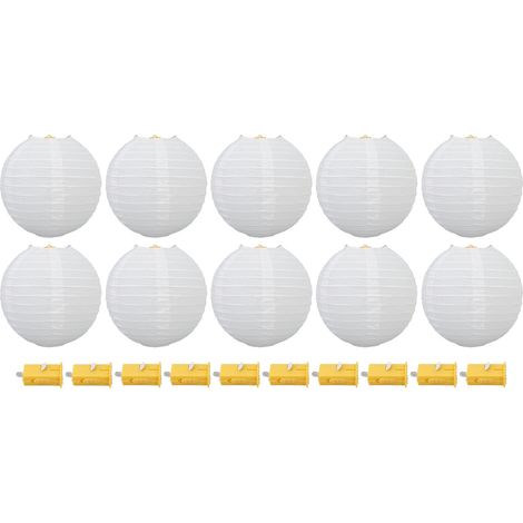 Lanterne en papier blanc artisanale 20cm ronde suspendue DIY décoration mariage (1/5)