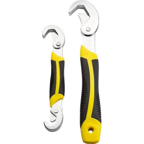BRAVIX 2Pcs Clés Mixtes Universelles Clé à Molette Jeu d'outils Multifonctions Jeu de Déverrouillage Automatique Réglable 6-32mm,Jaune,